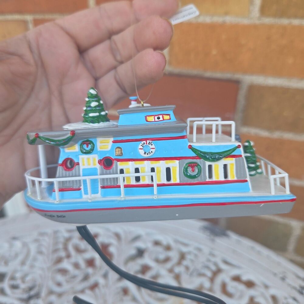 Vintage 1999 Department 56 Jingle Belle Houseboat Lighted Ornament 98648